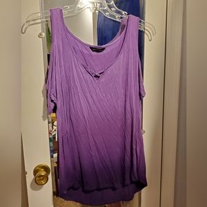 Purple cold shoulder top
